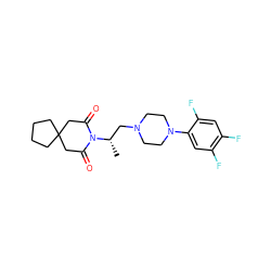 C[C@@H](CN1CCN(c2cc(F)c(F)cc2F)CC1)N1C(=O)CC2(CCCC2)CC1=O ZINC000013643135