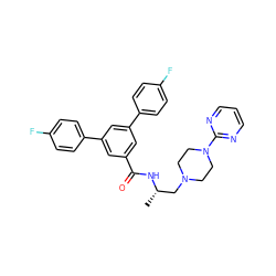 C[C@@H](CN1CCN(c2ncccn2)CC1)NC(=O)c1cc(-c2ccc(F)cc2)cc(-c2ccc(F)cc2)c1 ZINC000084405608