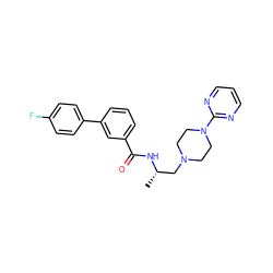 C[C@@H](CN1CCN(c2ncccn2)CC1)NC(=O)c1cccc(-c2ccc(F)cc2)c1 ZINC000045358580