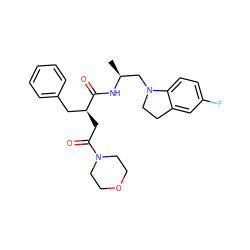 C[C@@H](CN1CCc2cc(F)ccc21)NC(=O)[C@@H](CC(=O)N1CCOCC1)Cc1ccccc1 ZINC000014971746