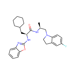 C[C@@H](CN1CCc2cc(F)ccc21)NC(=O)[C@H](CC1CCCCC1)Nc1nc2ccccc2o1 ZINC000014971633