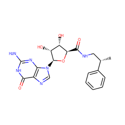 C[C@@H](CNC(=O)[C@H]1O[C@@H](n2cnc3c(=O)[nH]c(N)nc32)[C@H](O)[C@@H]1O)c1ccccc1 ZINC000095601716