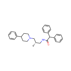 C[C@@H](CNC(=O)C(c1ccccc1)c1ccccc1)CN1CCC(c2ccccc2)CC1 ZINC000013755529