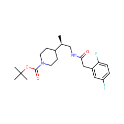 C[C@@H](CNC(=O)Cc1cc(F)ccc1F)C1CCN(C(=O)OC(C)(C)C)CC1 ZINC000066098292