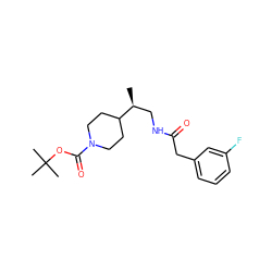 C[C@@H](CNC(=O)Cc1cccc(F)c1)C1CCN(C(=O)OC(C)(C)C)CC1 ZINC000066099979