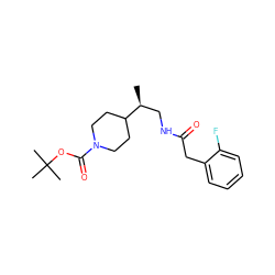 C[C@@H](CNC(=O)Cc1ccccc1F)C1CCN(C(=O)OC(C)(C)C)CC1 ZINC000066113306