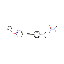 C[C@@H](CNC(=O)N(C)C)c1ccc(C#Cc2cnc(OC3CCC3)nc2)cc1 ZINC000169706479