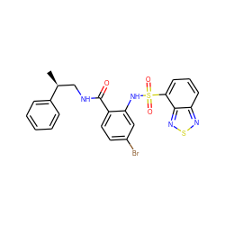 C[C@@H](CNC(=O)c1ccc(Br)cc1NS(=O)(=O)c1cccc2nsnc12)c1ccccc1 ZINC000049694383