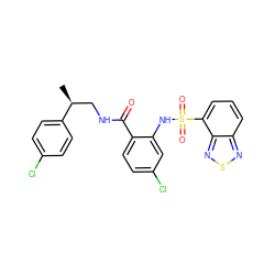 C[C@@H](CNC(=O)c1ccc(Cl)cc1NS(=O)(=O)c1cccc2nsnc12)c1ccc(Cl)cc1 ZINC000049678488