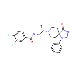 C[C@@H](CNC(=O)c1ccc(F)c(F)c1)N1CCC2(CC1)C(=O)NCN2c1ccccc1 ZINC000299823467