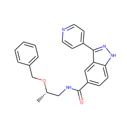 C[C@@H](CNC(=O)c1ccc2[nH]nc(-c3ccncc3)c2c1)OCc1ccccc1 ZINC000653851613