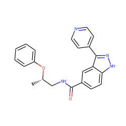 C[C@@H](CNC(=O)c1ccc2[nH]nc(-c3ccncc3)c2c1)Oc1ccccc1 ZINC000653850140