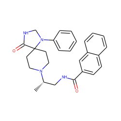 C[C@@H](CNC(=O)c1ccc2ccccc2c1)N1CCC2(CC1)C(=O)NCN2c1ccccc1 ZINC000299836197