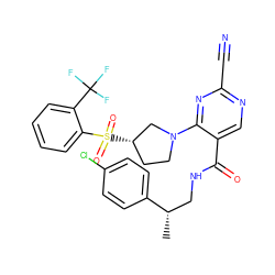 C[C@@H](CNC(=O)c1cnc(C#N)nc1N1CC[C@H](S(=O)(=O)c2ccccc2C(F)(F)F)C1)c1ccc(Cl)cc1 ZINC000169684957