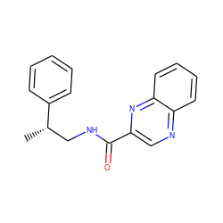 C[C@@H](CNC(=O)c1cnc2ccccc2n1)c1ccccc1 ZINC000008332572