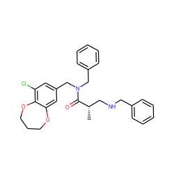 C[C@@H](CNCc1ccccc1)C(=O)N(Cc1ccccc1)Cc1cc(Cl)c2c(c1)OCCCO2 ZINC000114097863