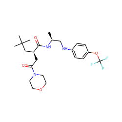 C[C@@H](CNc1ccc(OC(F)(F)F)cc1)NC(=O)[C@@H](CC(=O)N1CCOCC1)CC(C)(C)C ZINC000014971738