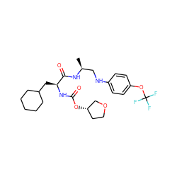 C[C@@H](CNc1ccc(OC(F)(F)F)cc1)NC(=O)[C@H](CC1CCCCC1)NC(=O)O[C@H]1CCOC1 ZINC000014971958