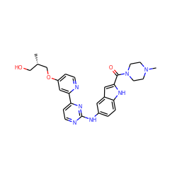 C[C@@H](CO)COc1ccnc(-c2ccnc(Nc3ccc4[nH]c(C(=O)N5CCN(C)CC5)cc4c3)n2)c1 ZINC000145293641