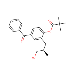 C[C@@H](CO)Cc1cc(C(=O)c2ccccc2)ccc1OC(=O)C(C)(C)C ZINC000026006159