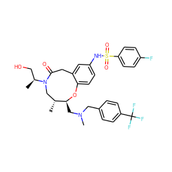 C[C@@H](CO)N1C[C@@H](C)[C@H](CN(C)Cc2ccc(C(F)(F)F)cc2)Oc2ccc(NS(=O)(=O)c3ccc(F)cc3)cc2CC1=O ZINC000095599174