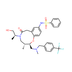 C[C@@H](CO)N1C[C@@H](C)[C@H](CN(C)Cc2ccc(C(F)(F)F)cc2)Oc2ccc(NS(=O)(=O)c3ccccc3)cc2CC1=O ZINC000095603003