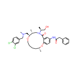 C[C@@H](CO)N1C[C@@H](C)[C@H](CN(C)Cc2ccc(Cl)c(Cl)c2)OCCCC[C@@H](C)Oc2ccc(NC(=O)Cc3ccccc3)cc2C1=O ZINC000095604827