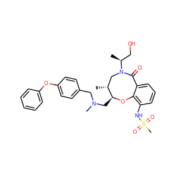 C[C@@H](CO)N1C[C@@H](C)[C@H](CN(C)Cc2ccc(Oc3ccccc3)cc2)Oc2c(NS(C)(=O)=O)cccc2C1=O ZINC000066129545