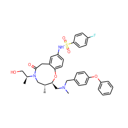 C[C@@H](CO)N1C[C@@H](C)[C@H](CN(C)Cc2ccc(Oc3ccccc3)cc2)Oc2ccc(NS(=O)(=O)c3ccc(F)cc3)cc2CC1=O ZINC000095567896