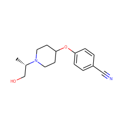 C[C@@H](CO)N1CCC(Oc2ccc(C#N)cc2)CC1 ZINC000013613400