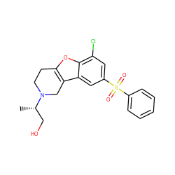 C[C@@H](CO)N1CCc2oc3c(Cl)cc(S(=O)(=O)c4ccccc4)cc3c2C1 ZINC000147586268