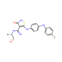 C[C@@H](CO)NC(=N)c1c(Nc2ccc(Nc3ccc(Br)cc3)cc2)s[nH]c1=O ZINC000101101142