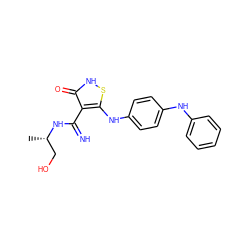 C[C@@H](CO)NC(=N)c1c(Nc2ccc(Nc3ccccc3)cc2)s[nH]c1=O ZINC000101101210