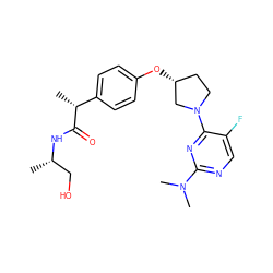 C[C@@H](CO)NC(=O)[C@H](C)c1ccc(O[C@@H]2CCN(c3nc(N(C)C)ncc3F)C2)cc1 ZINC001772608787