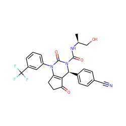 C[C@@H](CO)NC(=O)N1C(=O)N(c2cccc(C(F)(F)F)c2)C2=C(C(=O)CC2)[C@@H]1c1ccc(C#N)cc1 ZINC001772578972