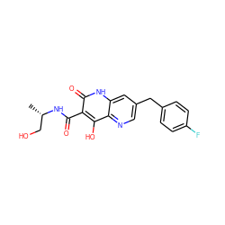 C[C@@H](CO)NC(=O)c1c(O)c2ncc(Cc3ccc(F)cc3)cc2[nH]c1=O ZINC000095596309