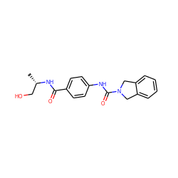 C[C@@H](CO)NC(=O)c1ccc(NC(=O)N2Cc3ccccc3C2)cc1 ZINC000166534257