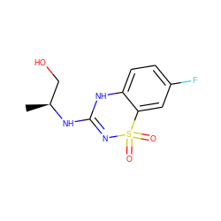 C[C@@H](CO)NC1=NS(=O)(=O)c2cc(F)ccc2N1 ZINC000073197247