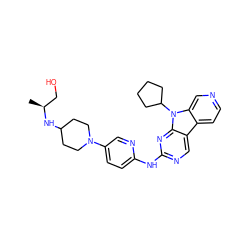 C[C@@H](CO)NC1CCN(c2ccc(Nc3ncc4c5ccncc5n(C5CCCC5)c4n3)nc2)CC1 ZINC000169706924