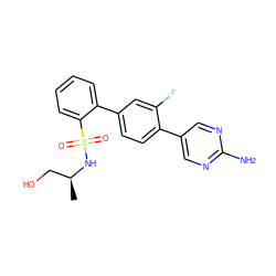 C[C@@H](CO)NS(=O)(=O)c1ccccc1-c1ccc(-c2cnc(N)nc2)c(F)c1 ZINC000224813250