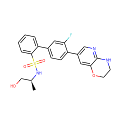 C[C@@H](CO)NS(=O)(=O)c1ccccc1-c1ccc(-c2cnc3c(c2)OCCN3)c(F)c1 ZINC000224710278