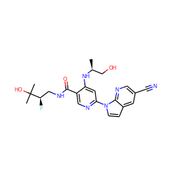 C[C@@H](CO)Nc1cc(-n2ccc3cc(C#N)cnc32)ncc1C(=O)NC[C@@H](F)C(C)(C)O ZINC001772652063