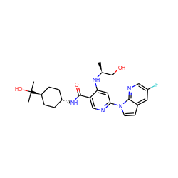 C[C@@H](CO)Nc1cc(-n2ccc3cc(F)cnc32)ncc1C(=O)N[C@H]1CC[C@H](C(C)(C)O)CC1 ZINC001772597137