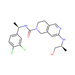 C[C@@H](CO)Nc1cc2c(cn1)CCN(C(=O)N[C@H](C)c1ccc(Cl)c(Cl)c1)C2 ZINC001772603109