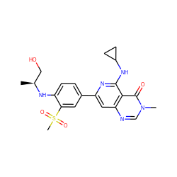 C[C@@H](CO)Nc1ccc(-c2cc3ncn(C)c(=O)c3c(NC3CC3)n2)cc1S(C)(=O)=O ZINC000115623056