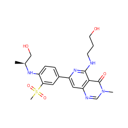 C[C@@H](CO)Nc1ccc(-c2cc3ncn(C)c(=O)c3c(NCCCO)n2)cc1S(C)(=O)=O ZINC000115624371