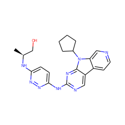 C[C@@H](CO)Nc1ccc(Nc2ncc3c4ccncc4n(C4CCCC4)c3n2)nn1 ZINC000169706743