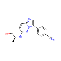 C[C@@H](CO)Nc1ccc2ncc(-c3ccc(C#N)cc3)n2n1 ZINC000040424267