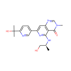 C[C@@H](CO)Nc1nc(-c2ccc(C(C)(C)O)nc2)cc2ncn(C)c(=O)c12 ZINC000115626216