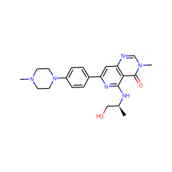 C[C@@H](CO)Nc1nc(-c2ccc(N3CCN(C)CC3)cc2)cc2ncn(C)c(=O)c12 ZINC000115626035